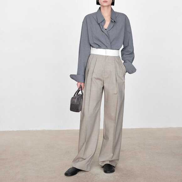 CHICJOC ultra-high-density thick SUPIMA cottondeep V-neck paper-cutting shirt 38 - Picture 4 of 9